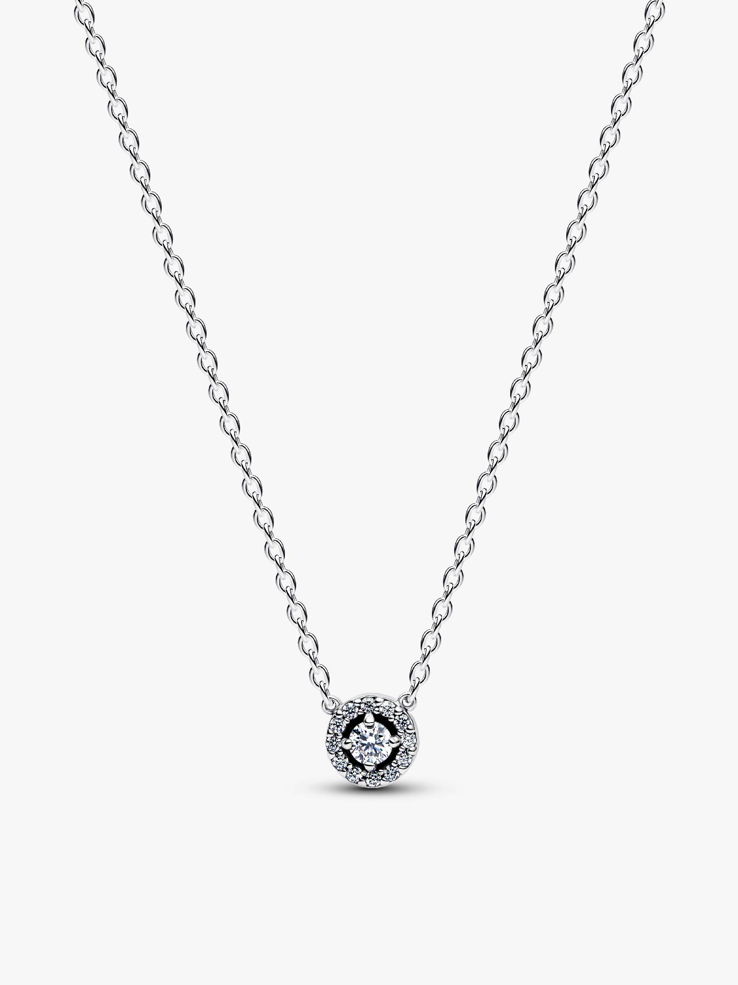 Halsketting met hanger met ronde halo en pavé